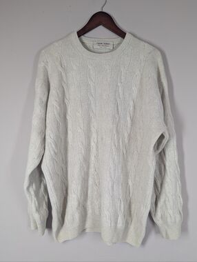 Gran Sasso Cashmere Sweater XL Made in Italy Cream Cable Knit Luxury